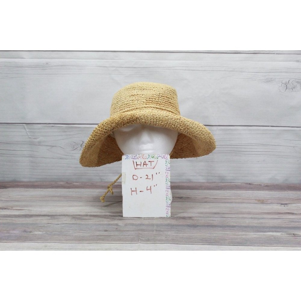 The SCALA Collection Natural Raffia Straw Drawstring Roll Brim Sun Hat Size OS - Picture 11 of 11